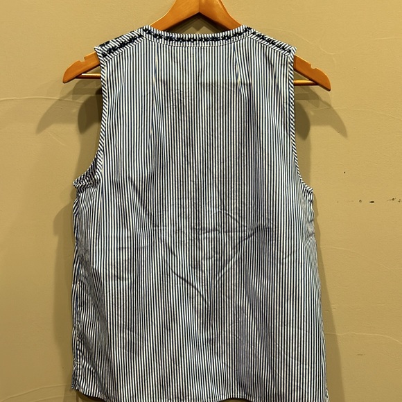 JCREW EUC blue and white stripped sleeveless top with blue embroidery size 10 - Picture 5 of 6